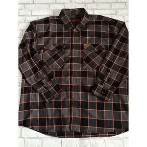 Dixxon Flannel Heritage  Men 5X Black Orange Gray Plaid Button